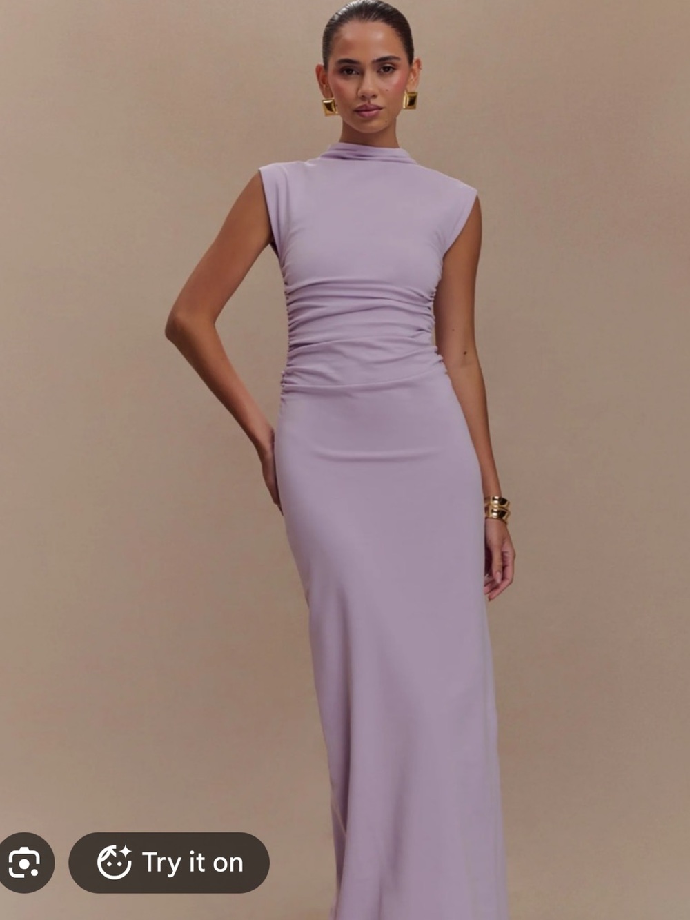 Meshki Lilac High Neck Sleeveless Maxi Dress